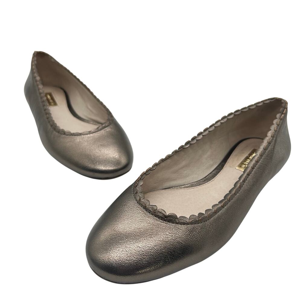 Louise Et Cie Ballet Flats Womens 6M Metallic Bronze Scalloped Leather‎